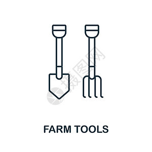 农场工具图标 农业收藏中的线条元素 用于网页设计 信息图表等的线性农场工具图标标志图片