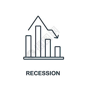 经济衰退图标 经济危机系列中的线条元素 用于网页设计 信息图表等的线性衰退图标标志图片