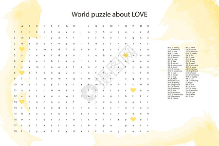 关于爱情的世界谜题填字游戏 iq 英语游戏测试婚礼智商闲暇拥抱字谜床单训练活动关键词语言图片