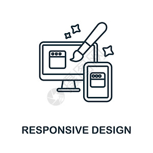 响应式设计图标 平面设计系列中的线条元素 用于网页设计 信息图表等的线性响应设计图标标志图片