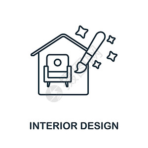 室内设计图标 平面设计系列中的线条元素 用于网页设计 信息图表等的线性室内设计图标标志图片