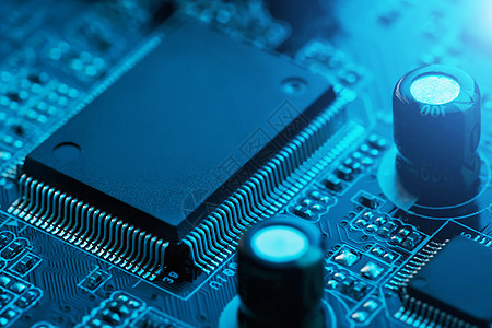 电路板特写 处理器 芯片和电容器半导体记忆工程制造业数据微电路科学电路木板导体图片