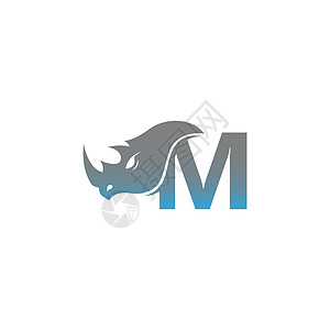 信件 M 与犀犀头首图标徽标标识模板图片