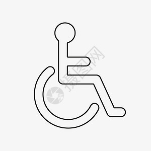 轮椅矢量线图标 残疾人符号图片