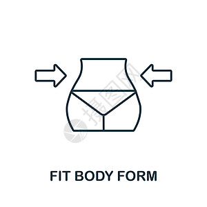 适合身体形态图标 健身房系列中的线条元素 用于网页设计 信息图表等的线性适合身体形式图标标志图片