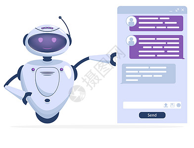 聊天 Bot 支持 在线信息对话框 机器人客户帮助服务概念 矢量图片