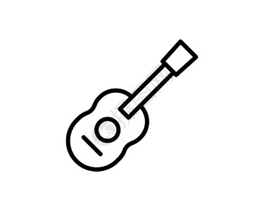 原声吉他线图标 用于移动概念和网页设计的线性风格标志 吉他乐器轮廓矢量图标 符号 标志插图 像素完美矢量图形图片