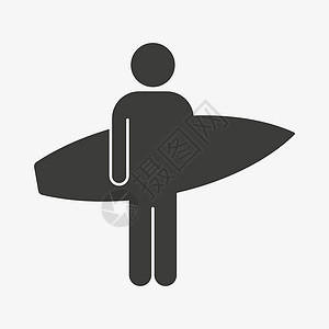 持有冲浪板的人 冲浪矢量图标图片