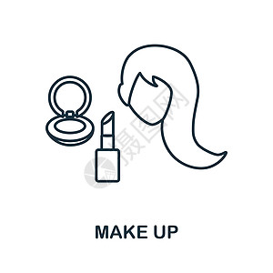 化妆图标 美发师系列中的线条元素 用于网页设计 信息图表等的线性化妆图标标志图片