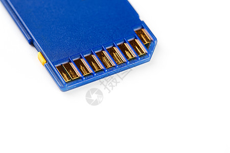 蓝色SD记忆卡孤立于白色概念上备份标准贮存驾驶袖珍工具记忆相机技术安全图片