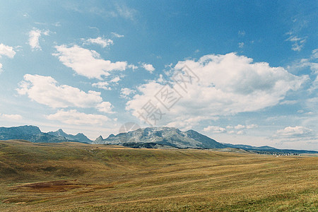 在山脉背景下的绿草地 山地背景图片