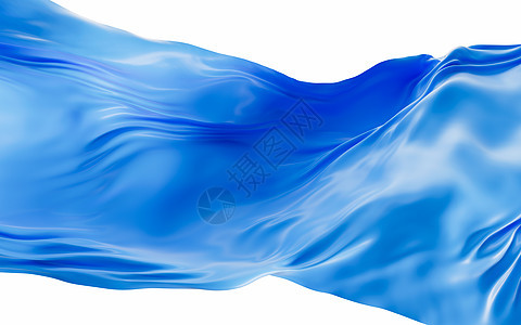 表面平滑的衣物 3D铸造柔软度波纹丝绸皱纹蓝色棉布波浪状曲线织物窗帘图片
