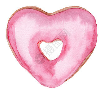 白色背景上隔绝的粉红色玻璃甜甜圈 其形状为粉红色图片