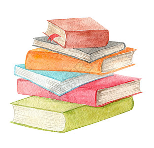 白背景上隔绝的水彩书集 用于教师日设计 回到学校的图形中图片
