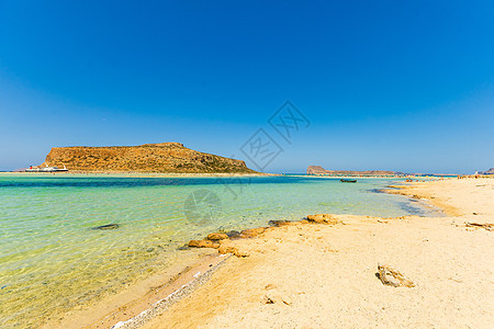 希腊美丽的海滩克里特巴洛斯湾海岸线假期游客海滩岩石游泳热带气候巡航画报图片