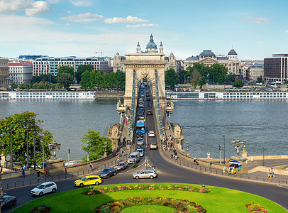 夏季在布达佩斯的连锁桥图片