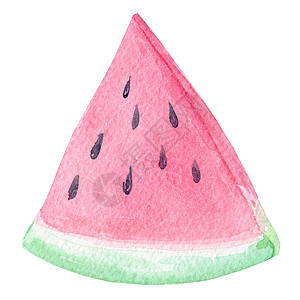 粉红色西瓜三角切片 白底绝缘黑种子;在白色背景上分离图片