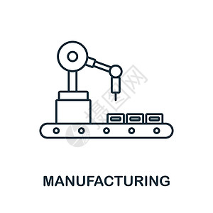 制造图标 来自工业 4 0 系列的线元素 用于网页设计 信息图表等的线性制造图标标志图片