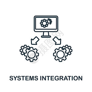 系统集成图标 来自工业 4 0 系列的线元素 用于网页设计 信息图表等的线性系统集成图标标志图片