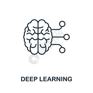 深度学习图标 来自工业 4 0 系列的线元素 用于网页设计 信息图表等的线性深度学习图标标志图片