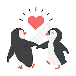 有心的可爱企鹅夫妇图片