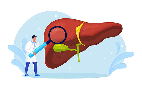 医生用放大镜检查病人的肝脏 医学研究 医师诊断肝病 甲型 乙型 丙型 丁型肝炎 肝硬化 癌症传染性危机感染显微镜从业者男人治疗肝背景图片