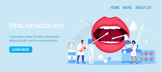 耳鼻喉科 治疗喉咙和颈部疾病的耳鼻喉科 耳鼻喉科医生检查病人 医生为喉咙痛的女孩开了药 扁桃体发炎 细菌和病毒感染图片
