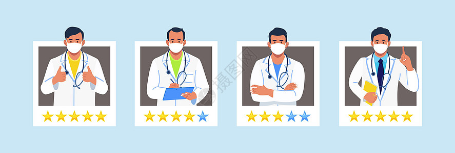 选择医生咨询 五星级 关于医务人员的反馈 用于患者分析的最佳医生档案 用于比较治疗师评论的远程医疗网站图片