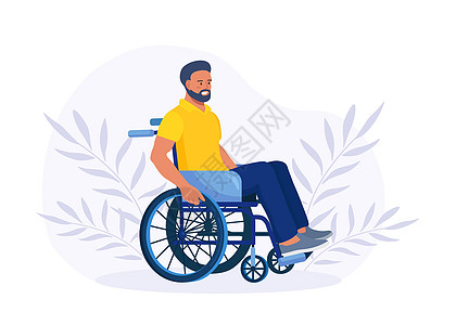 坐在轮椅上并握住轮子的残疾人 残疾的年轻人 残疾概念图片