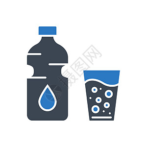 与水有关的矢量 glyph 图标酒吧回收产品用户酒精插图蓝色玻璃液体标签图片