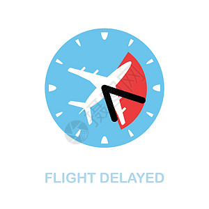 航班延误平面图标 机场收藏的彩色元素标志 平面飞行延迟图标标志 用于网页设计 信息图表等图片