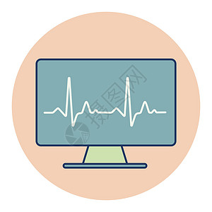 计算机诊断矢量图标 医疗信号故障技术示波器监视器心电图脉动记忆工具电脑公用事业图片