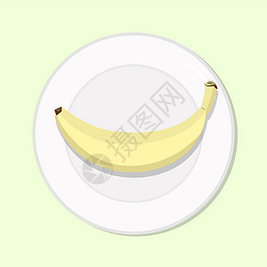 在板材的香蕉成熟黄色 健康饮食膳食 矢量图 简单的平面库存图像 餐桌上的热带水果 健康的素食营养图片
