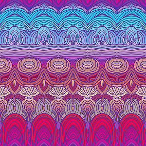 矢量颜色抽象的手绘毛发图案 有波浪和云彩紫色涂鸦装饰风格艺术坡度海洋蓝色海浪纺织品图片