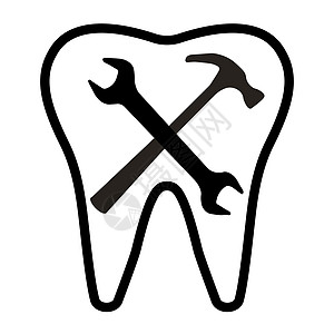 牙科诊所或牙科化验室牙齿扳锤标志图片