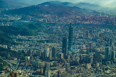 从飞机上看到台北市旅游街景旅行景观景色建筑航空照片天空景点图片