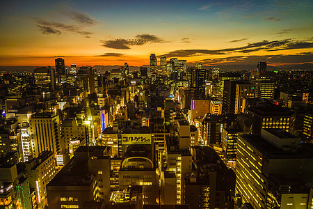 名古屋电视塔观测台日落视图地标照明旅游旅行知县夜空城市建筑群街景部分图片