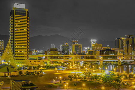 梅里肯公园港湾的神户市夜景图片