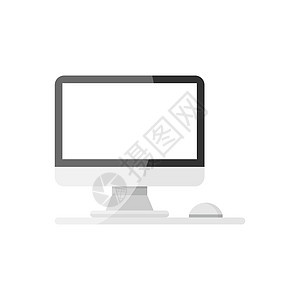 平面样式的个人电脑 桌面 pc 矢量图在孤立的背景上 监控显示标志的经营理念办公室互联网插图电子电气整块网站白色展示商业图片