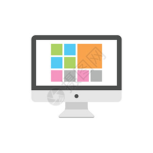 平面样式的个人电脑 桌面 pc 矢量图在孤立的背景上 监控显示标志的经营理念插图监视器白色展示网络商业办公室老鼠键盘屏幕图片