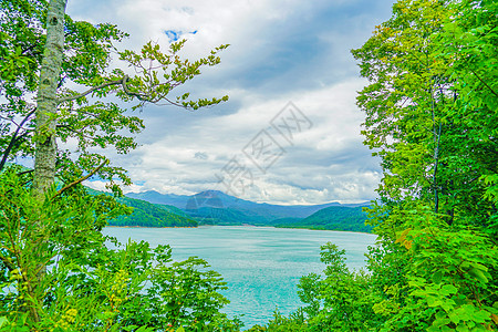 塔可达湖大坝北海道Kamikawa县景点天空晴天蓝天旅游观光木头水电水面好天气图片