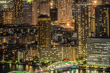 东京夜景 来自景观商业出租房子摩天大楼夜空公寓建筑群建筑海洋图片