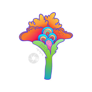 五颜六色的花朵 60 年代 70 年代的复古嬉皮风格 复古迷幻矢量设计元素 隔离在白色 非常适合贴纸花园节日艺术季节植物彩虹涂鸦图片