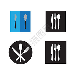 叉勺刀图标勺子食物盘子工具金属咖啡店黑色艺术刀具午餐图片