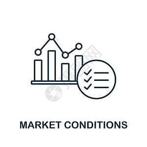 市场条件图标 市场经济系列中的线条元素 用于网页设计 信息图表等的线性市场条件图标标志图片