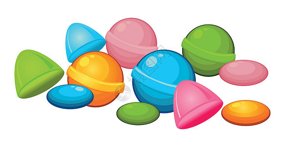 白色背景中现实多彩的吸食糖果     矢量小吃插图条纹乐趣螺旋漩涡粉色甜点卡通片红色图片