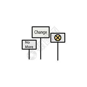 不再 更改 禁止 统一线彩色图标 抗议插图图标的元素 标志 符号可用于网络 标志 移动应用程序 UI UX图片