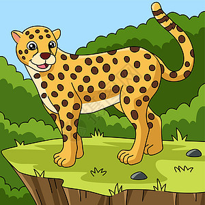 Cheetah 卡通矢量彩色说明图片