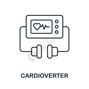 心脏复律图标 医疗设备系列中的线元素 用于网页设计 信息图表等的线性心脏复律器图标标志图片