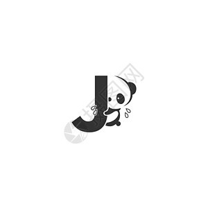 字母 J 标识插图后面的熊猫图标图片